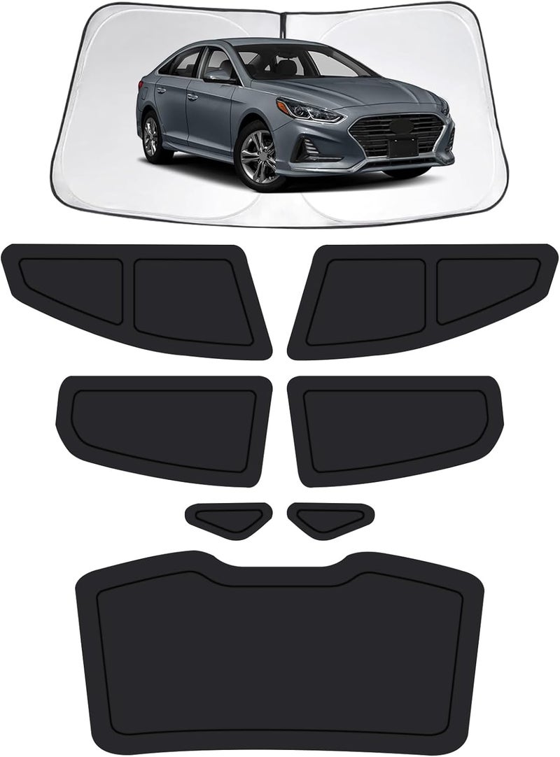 FSHAANY'S Car Window Shades for Hyundai Sonata 2015-2019, Full Car Window Covers for Privacy, Sunshades for Sonata Front Rear Windshield Side Windows to Block UV and Protect Privacy(8pcs) - Image 1